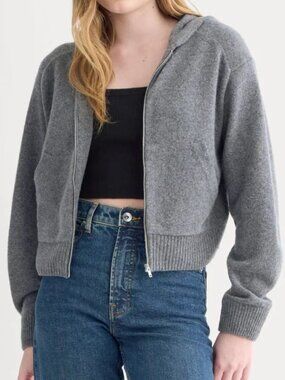 NWT Everlane Full-Zip Hoodie in Wool Cashmere Heather Charcoal Womens Size Small